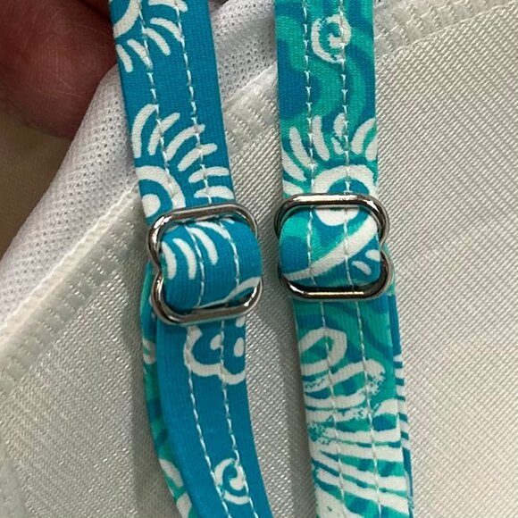 Betty's Beach Bungalow Blue Turquoise One Piece Floral Swimsuit Size 14 - Picture 5 of 8